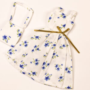 White and Blue floral doll dress